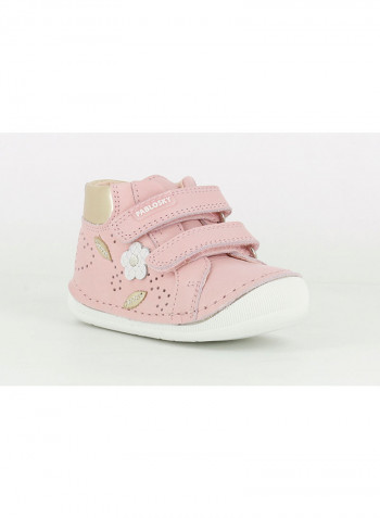 Leather Velcro Shoe Pink/Gold/White