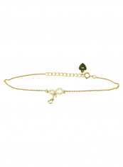 14 Karat Gold Sterling Silver Heart And Love Pattern Bracelet