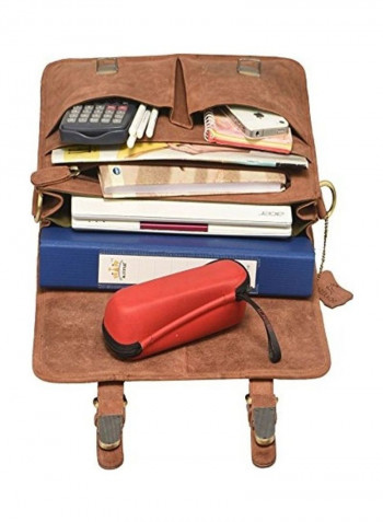 Leather Laptop Briefcase Bag Brown