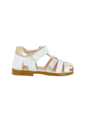 Leather Velcro Sandal White/Gold