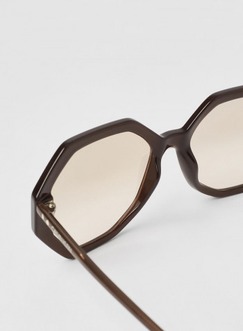 Women's Full Rim Injected Round Sunglass - Lens Size: 55 mm