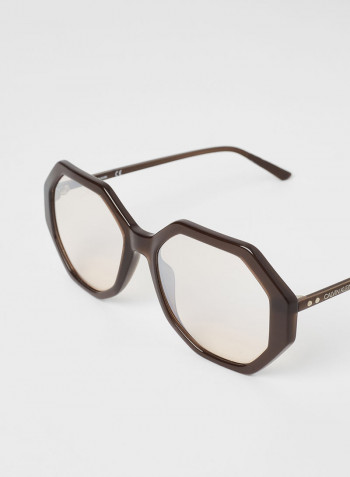 Women's Full Rim Injected Round Sunglass - Lens Size: 55 mm