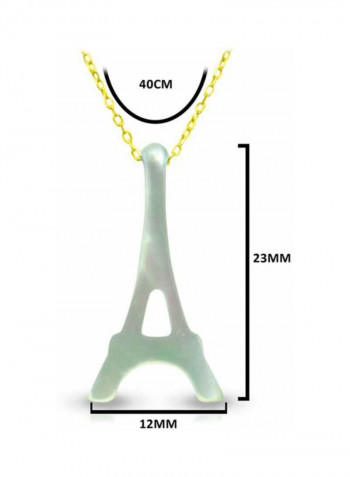 18 Karat Gold Eiffel Tower Shape Mother Of Pearl Pendant Necklace