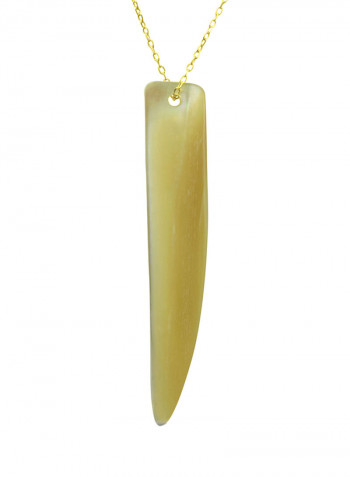 18 Karat Gold Fang Shape Mother Of Pearl Pendant Necklace