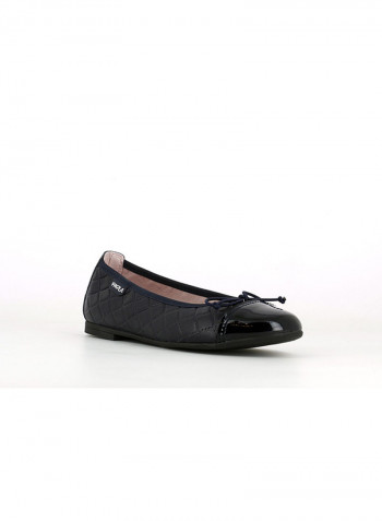 Bow Embellished Leather Ballerinas Black