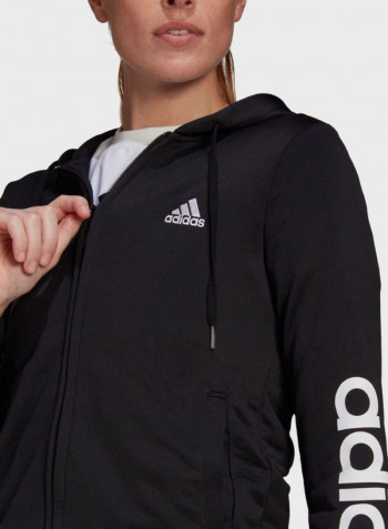 Linear Signature Branding Tracksuit Set Black/White