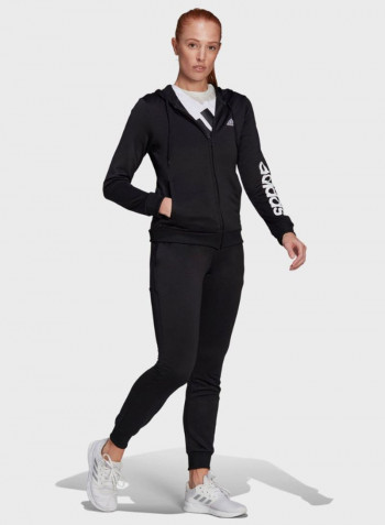 Linear Signature Branding Tracksuit Set Black/White