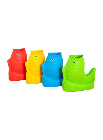 Pack Of 4 Plastic Fish Shaped Dust Bin 35x35x70cm