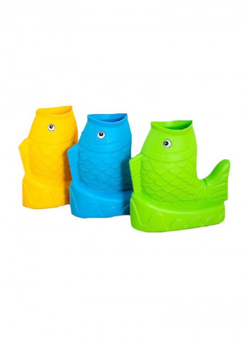 Pack Of 4 Plastic Fish Shaped Dust Bin 35x35x70cm