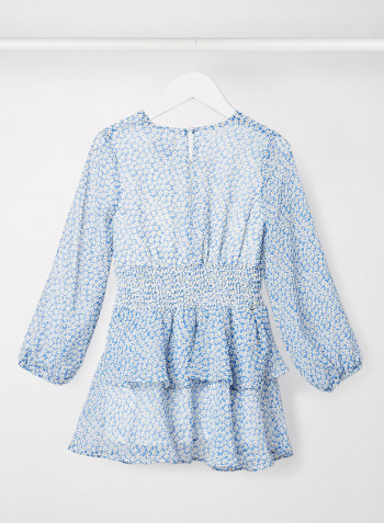 Kids/Teen Shirred Detail Dress Blue