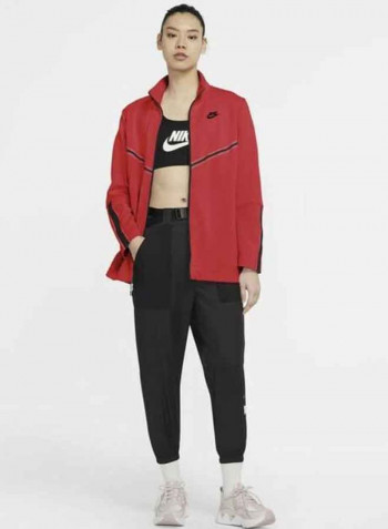 Stylish Tech Fleece Sweatshirt Red/Black