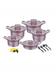 17-Piece Granite Coating Aluminum Cookware Set Purple