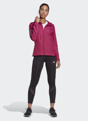 Own The Run Hooded Jacket Power Berry