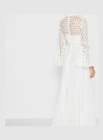 Lace Detail Maxi Dress White
