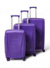 3 Piece Hardside Luggage Travel Trolley Bag Set Purple