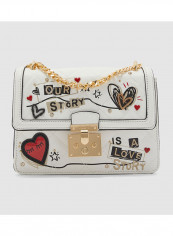 Zaendra Stylish Printed Crossbody Bag White/Black/Red