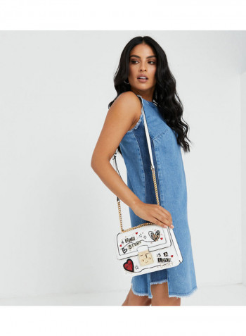 Zaendra Stylish Printed Crossbody Bag White/Black/Red