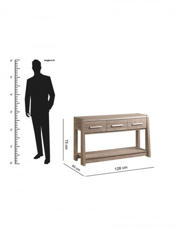 Curvy 3-Drawer Sofa Table Brown
