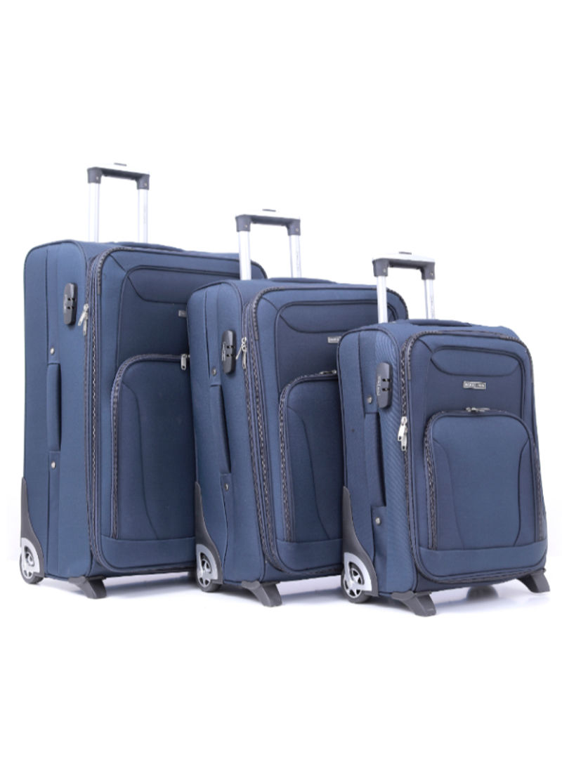 Proton Light Weight 3 Piece Luggage Trolley Set Navy