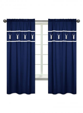 2-Piece Fashion Deer Printed Window Curtain Blue 42 x 84inch