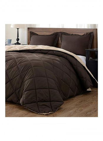 3-Piece Comforter Set Brown Queen