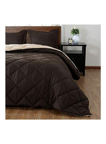 3-Piece Comforter Set Brown Queen