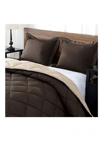 3-Piece Comforter Set Brown Queen