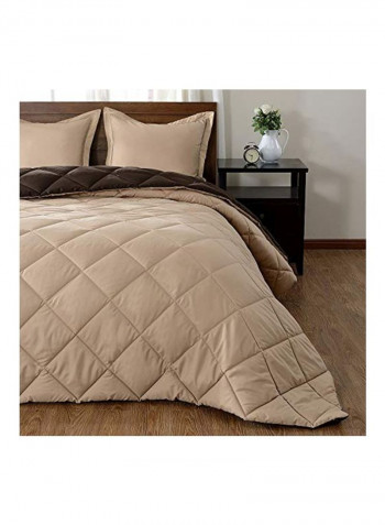 3-Piece Comforter Set Brown Queen