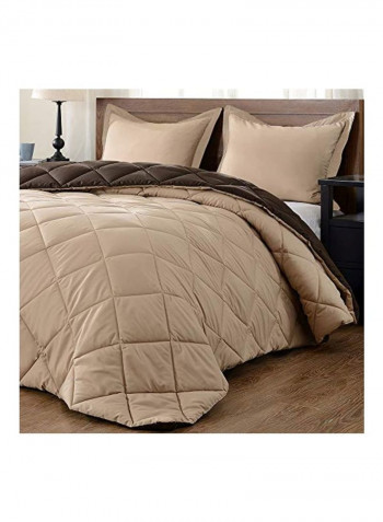 3-Piece Comforter Set Brown Queen