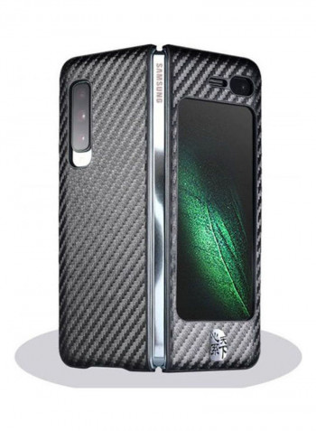 For Samsung Galaxy Fold /W20 5G Carbon Fibre Texture Phone Cover Case Black