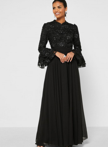 Lace Detail Dress Black