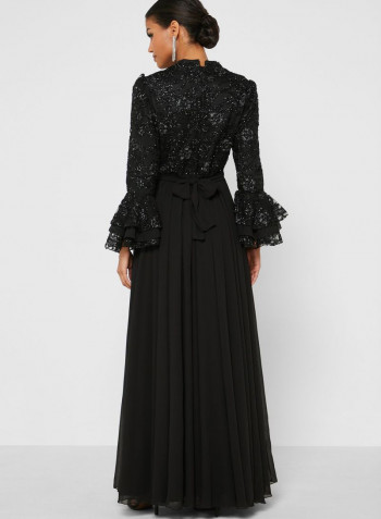 Lace Detail Dress Black