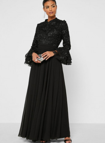 Lace Detail Dress Black