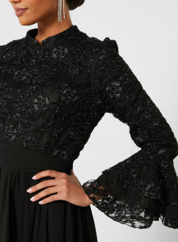 Lace Detail Dress Black