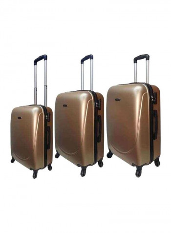 Curve Hardside 3 Piece Luggage Trolley Set Gold