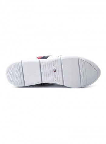Lace-Up Leather Sneakers White/Red/Black