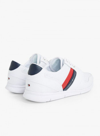 Lace-Up Leather Sneakers White/Red/Black