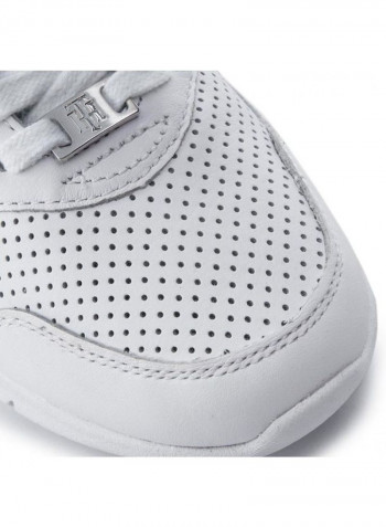 Lace-Up Leather Sneakers White/Red/Black