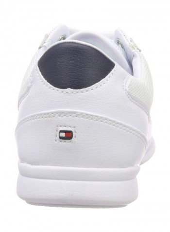 Lace-Up Leather Sneakers White/Red/Black