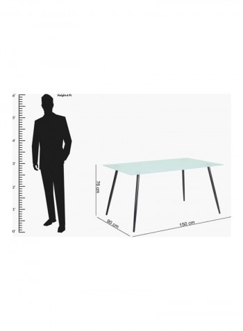 6-Seater Dallas Dining Table Clear/Black 150x76x90cm