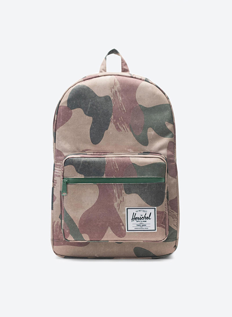 Stylish Zip Closure Backpack Beige/Brown/Green