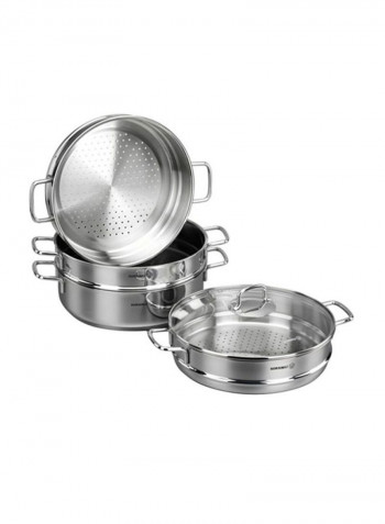 3-Piece Perla Casserole Manti Set Silver Casserole(5.1), Manti Casserole (4.2)L