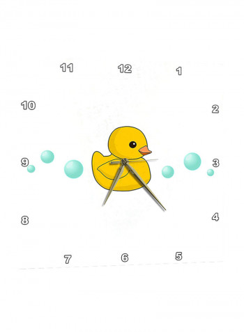 Duck Printed Wall Clock Yellow/White 15 x 15inch
