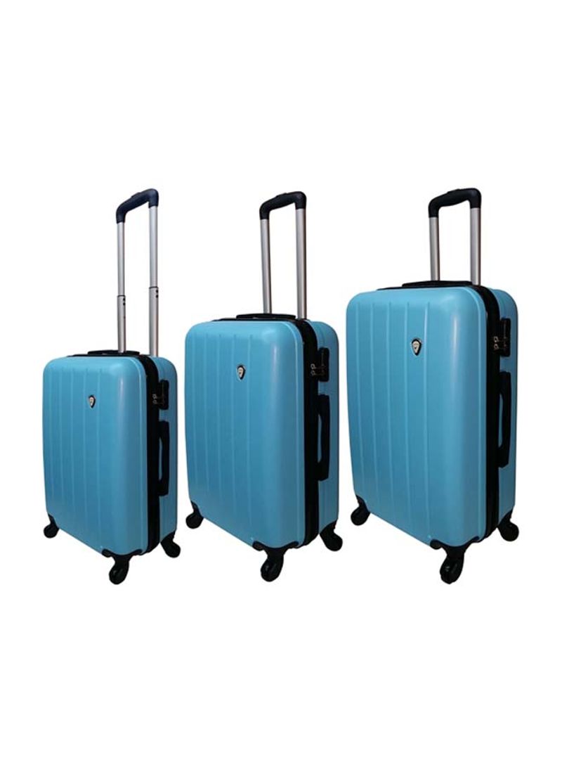 Lineage 2 Hardside 3 Piece Luggage Trolley Set Sky Blue/Silver