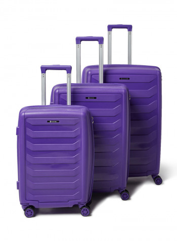 3 Piece Hardside Luggage Travel Trolley Bag Set Purple