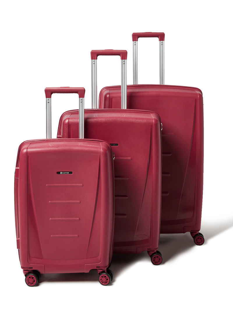 3 Piece Hardside Luggage Travel Trolley Bag Set Red
