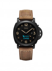Smartwatch Connected Series Black Dial Case With Brown Strap
