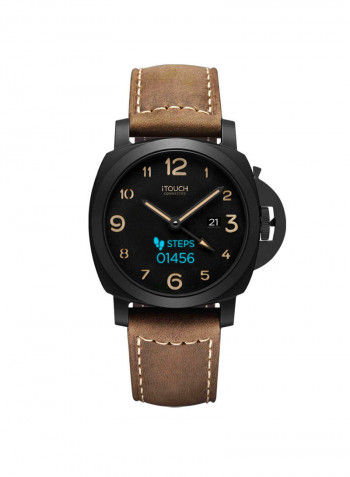 Smartwatch Connected Series Black Dial Case With Brown Strap