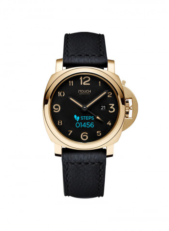 Smartwatch Connected Series Gold Dial Case With Black Strap