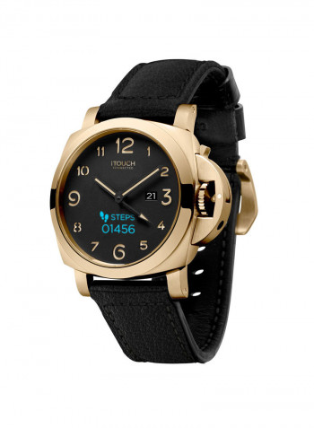 Smartwatch Connected Series Gold Dial Case With Black Strap